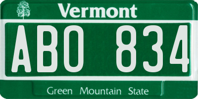 VT license plate ABO834