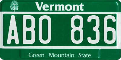 VT license plate ABO836