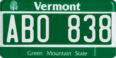 VT license plate ABO838