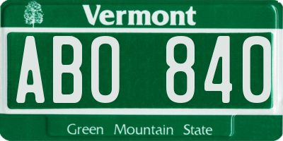 VT license plate ABO840