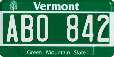 VT license plate ABO842