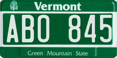 VT license plate ABO845