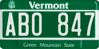 VT license plate ABO847