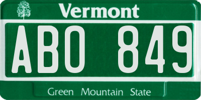 VT license plate ABO849