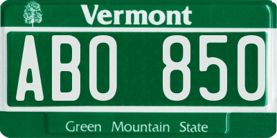 VT license plate ABO850