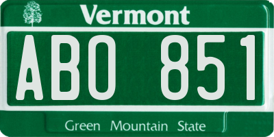 VT license plate ABO851