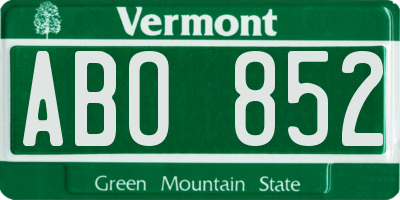 VT license plate ABO852