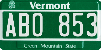 VT license plate ABO853