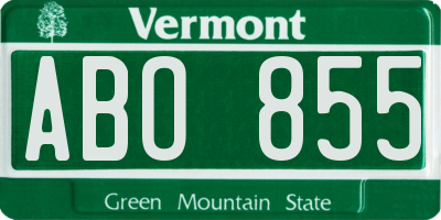 VT license plate ABO855