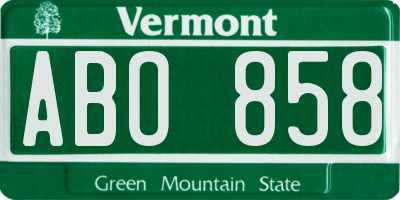 VT license plate ABO858