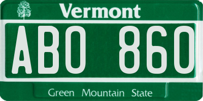 VT license plate ABO860