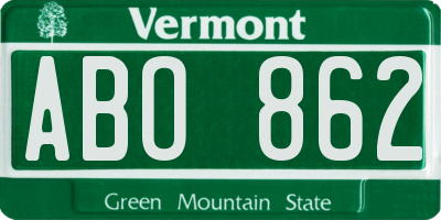 VT license plate ABO862