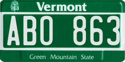 VT license plate ABO863