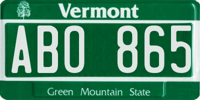 VT license plate ABO865