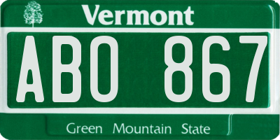 VT license plate ABO867