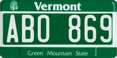 VT license plate ABO869