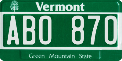 VT license plate ABO870