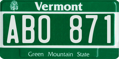 VT license plate ABO871