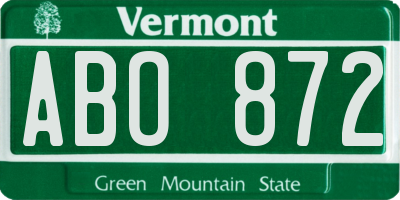 VT license plate ABO872