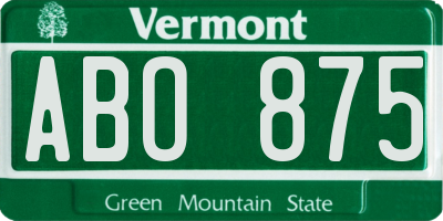 VT license plate ABO875