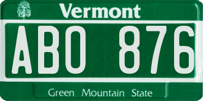 VT license plate ABO876