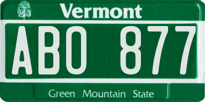 VT license plate ABO877