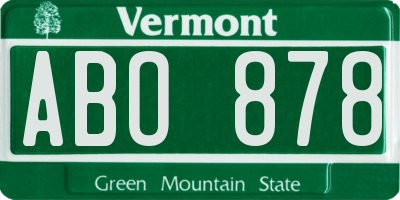 VT license plate ABO878