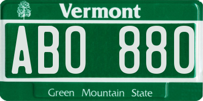 VT license plate ABO880