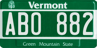 VT license plate ABO882