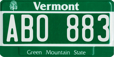 VT license plate ABO883