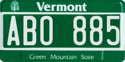 VT license plate ABO885