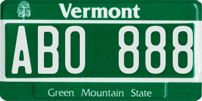 VT license plate ABO888