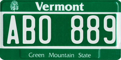 VT license plate ABO889