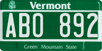 VT license plate ABO892