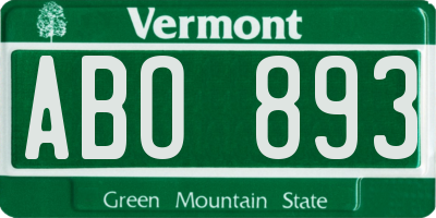 VT license plate ABO893