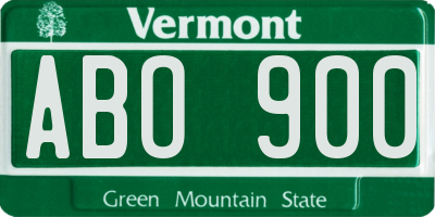 VT license plate ABO900