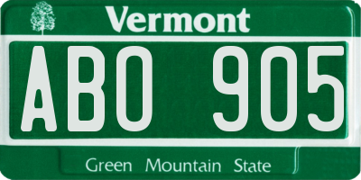 VT license plate ABO905