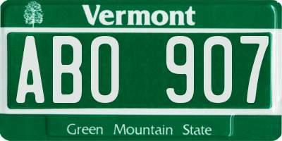 VT license plate ABO907