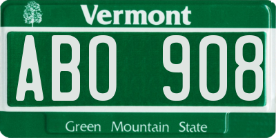 VT license plate ABO908