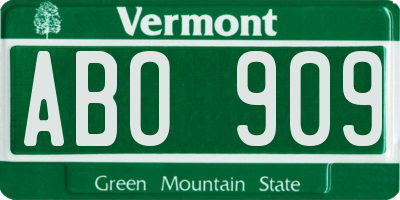 VT license plate ABO909