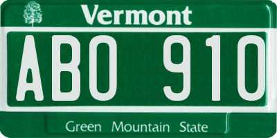 VT license plate ABO910