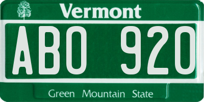 VT license plate ABO920