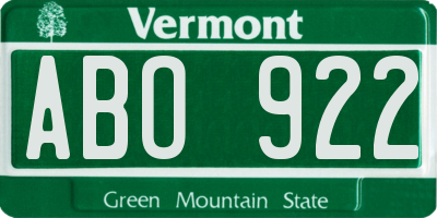 VT license plate ABO922