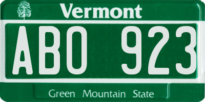 VT license plate ABO923