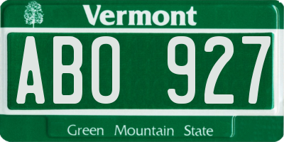 VT license plate ABO927