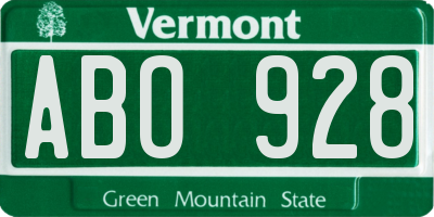 VT license plate ABO928