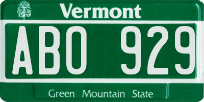 VT license plate ABO929