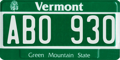 VT license plate ABO930