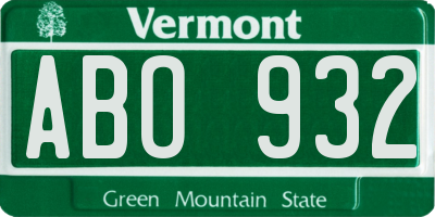 VT license plate ABO932