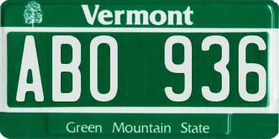 VT license plate ABO936